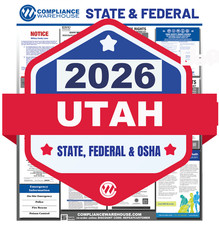 2026 Utah UT State/Fed Labor Law All In1 Compliance Poster Nonlaminate/Laminated