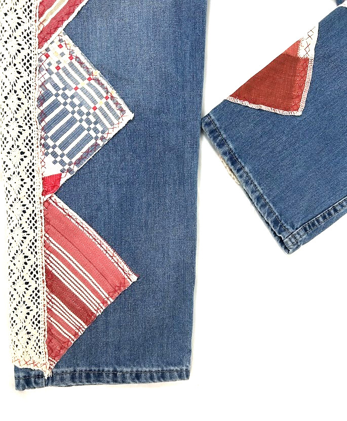 Custom Upcycled Levi’s 550 Jeans - Patchwork Boho… - image 4