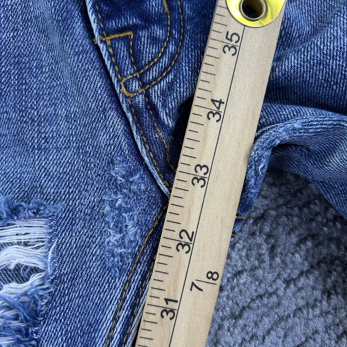 MNML Jeans Men 28 Blue Distressed Skinny Ankle Zip Ripped Denim