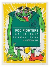 FOO FIGHTERS X5 DAVE GROHL SIGNED FENWAY PARK CONCERT POSTER (JULY 19,2015) PSA