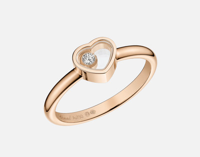 Authentic Chopard My Happy Hearts Ring 18K Rose Gold Diamond Sz6 w/ Box & Papers