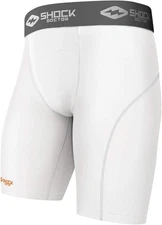 SHOCK DOCTOR Core COMPRESSION SHORTS w/Athletic Cup Pocket~White Mens Small ~NEW