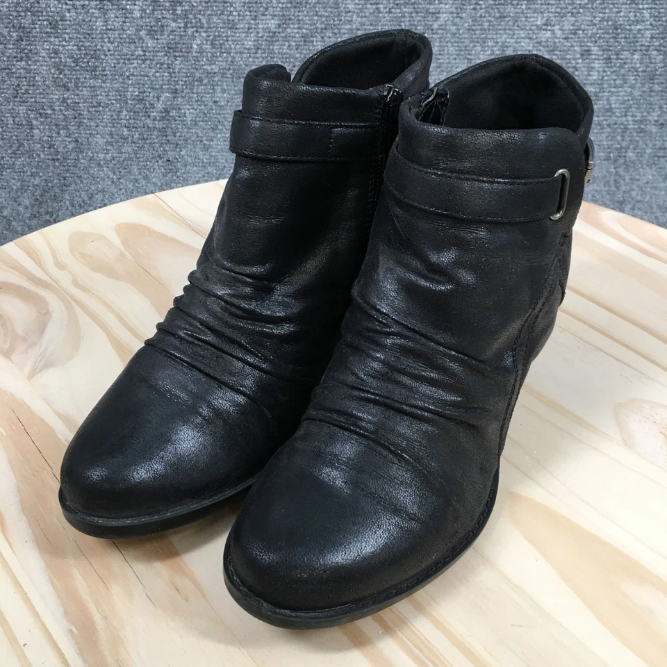 Baretraps 靴子女式 7 M Rosslyn 踝靴黑色皮革杏仁鞋头块 — 第 3/4 张图片