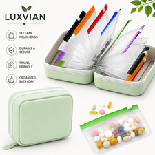 14PCS Pill Pouch Organizer with Case, Color Coded Reusable Medicine Storage Bags