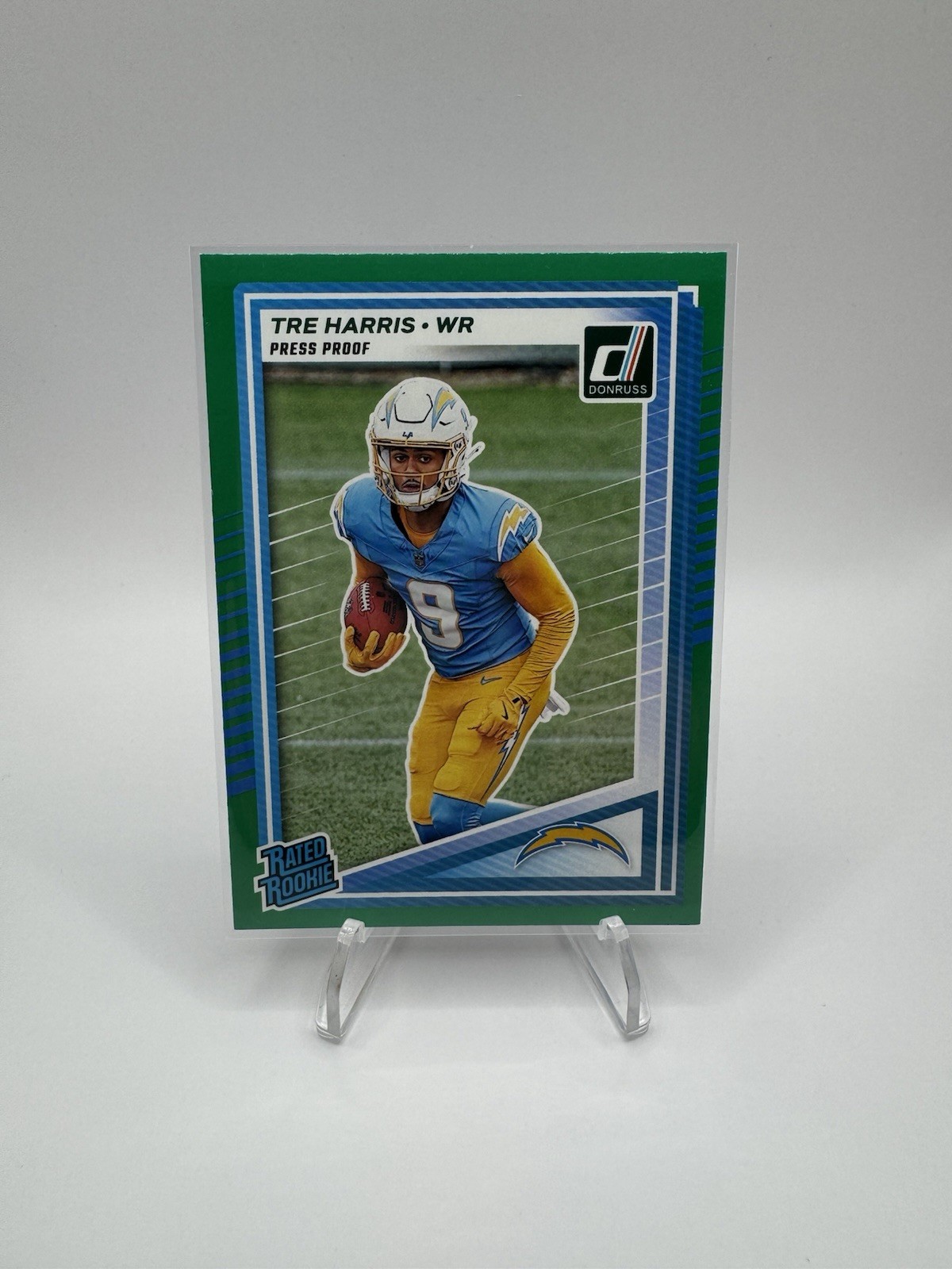 2025 Panini Donruss - Rated Rookie Tre Harris #329 Press Proof Green (RC)