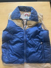 VTG 70s Ski-Trails Sportswear Down Puffer Vest Blue Tan Size M USA Western