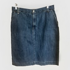 Vintage GAP Skirt Womens 12 Blue Denim Straight Knee Length Slit Pockets. G