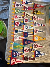 1970s Vtg MLB Baseball Mini Pennant Lot oF 26 Old Logos Indians Tigers As Oriole