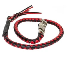 42 Inch Get Back Whip Red & Black Braided Leather with Quick Release