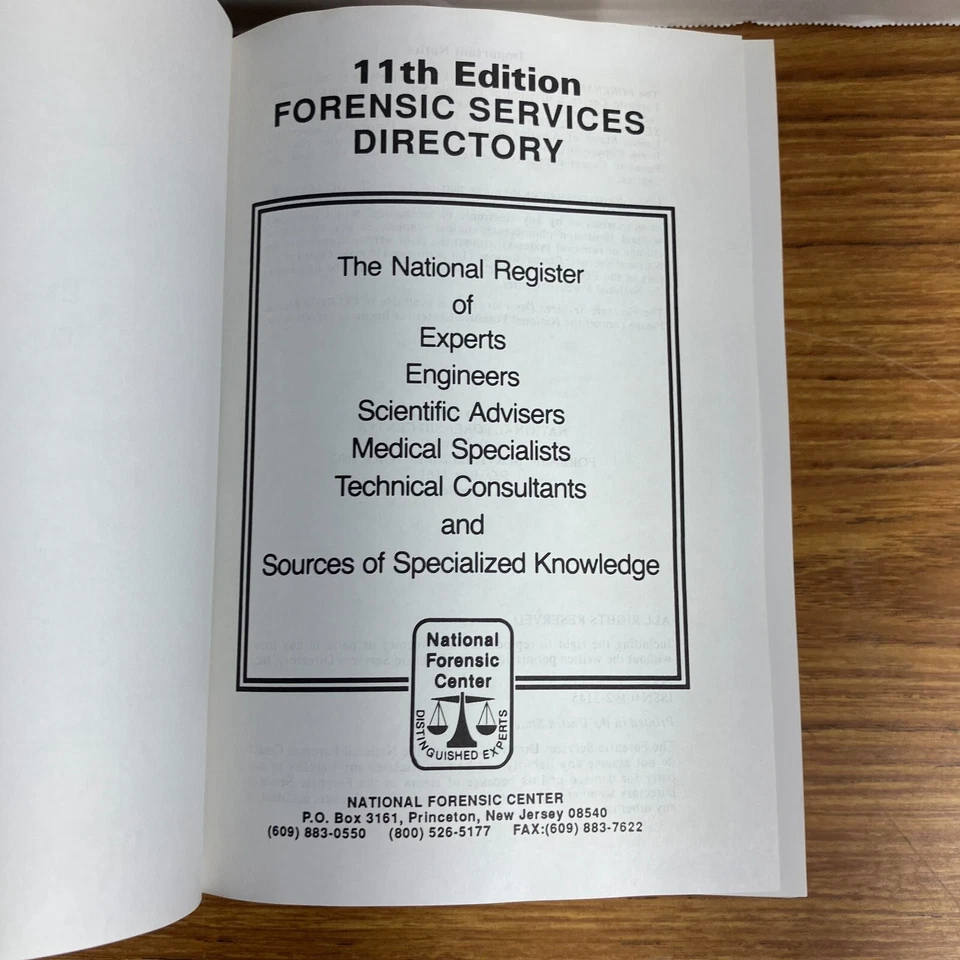 Forensic Services Directory 11th Edition 1994 Experts Specialists Engineers HC - Image 3 of 4