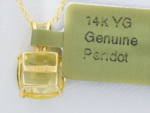 GENUINE 1.78 Cts PERIDOT PENDANT 14K YELLOW GOLD - Free Appraisal Service - NWT - Picture 5 of 6