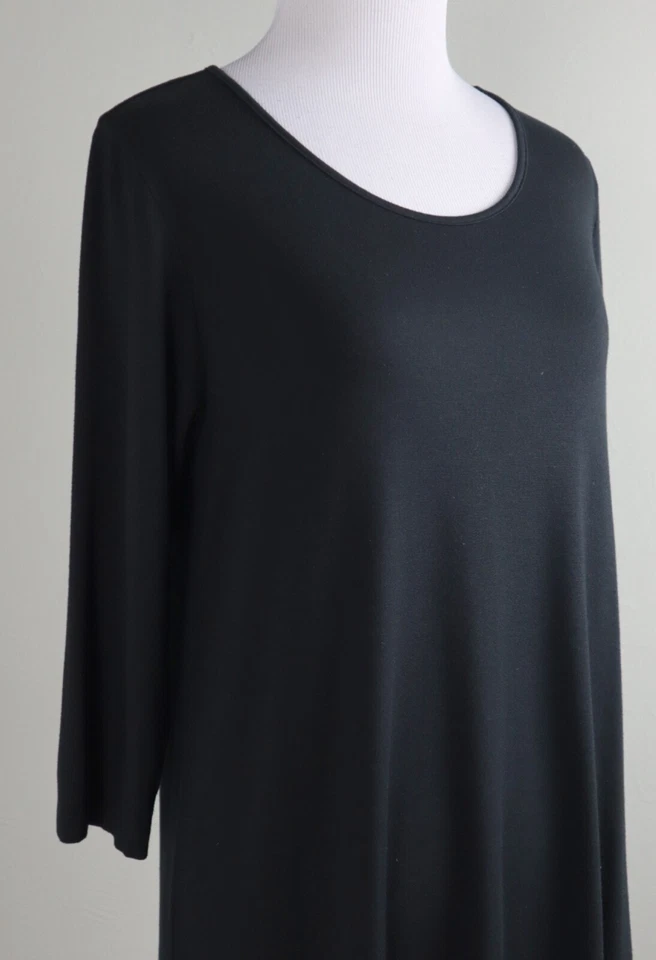 Cómoda camiseta túnica larga negra lisa elástica súper suave de EE. UU. $119 talla pequeña Foto 3 de 4