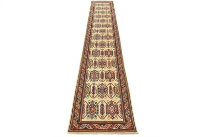 Kazak Runner 2 8  x 13 5  Beige Wool Tribal Geometric Hand-Knotted Oriental Rug