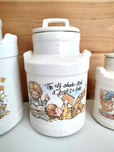 Vintage McCoy 3 Piece Holly Hobbie Cannister Set Ceramic Pottery USA - Picture 3 of 12