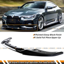 FOR 2020-2026 BMW G22 G23 4 SERIES 3D STYLE 1PC GLOSS BLACK FRONT BUMPER LIP
