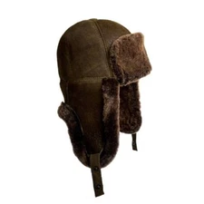 Sheepskin Shearling Leather Russian Ushanka Trapper Hunting Hat Aviator Hat