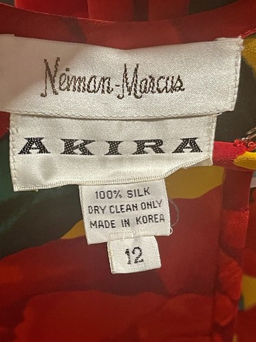 Rare Vintage Duster Jacket Sash Nieman Marcus Akira Silk BEGONIA PRINT - Picture 10 of 24