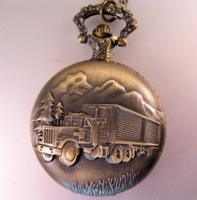 18 Wheeler Trucker Semi Truck Pocket Watch NWOT w/31'' Chain or 14'' Belt Chain
