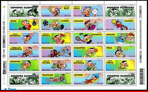 2764-65 BRAZIL 2000 **RARE** - OLYMPICS, MONICA´S TEAM, COMICS, MI# 3059-98, MNH - Picture 3 of 4