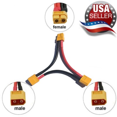New AMASS XT60 Serial Series Battery Connector / Adapter Power Cable 12AWG 3.5''