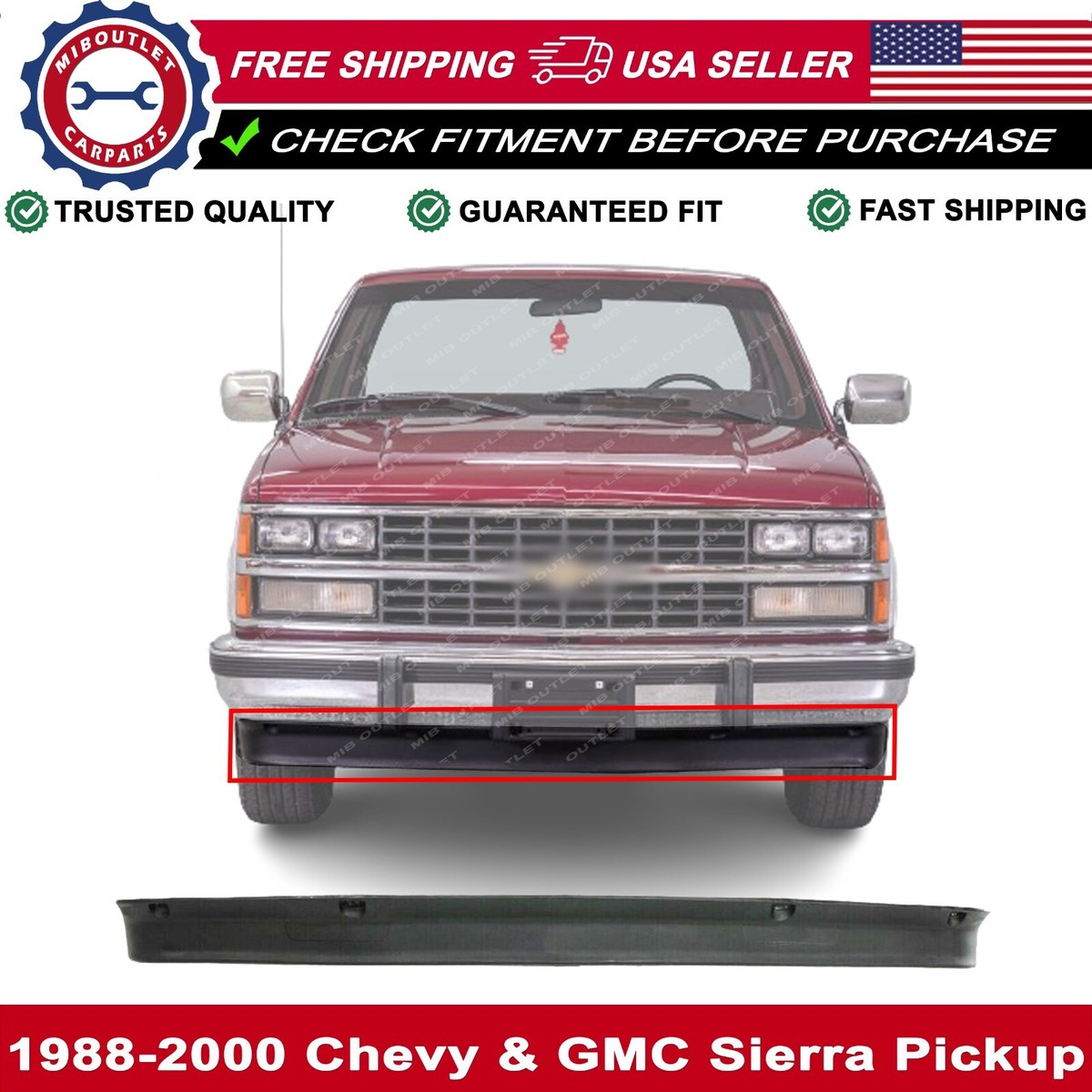 1997 Silverado Accessories ONKER Front Bumper Air Dam Lower Valance W/o ...