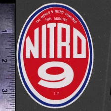 NITRO 9 Fuel Additives - Original Vintage 1960's 70's Racing Decal/Sticker B