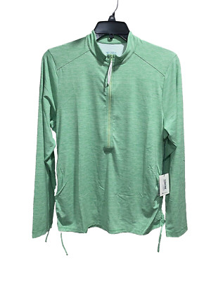 Carve Designs Cruz Half Zip Ruched fitted green pullover stretch XL 2XL NEW $56