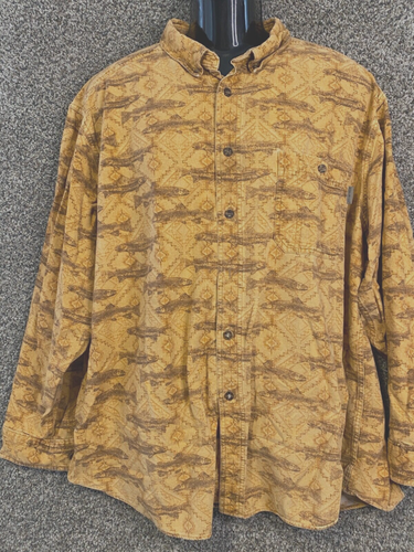 Woolrich Shirt Men 2XL Button Down Cotton Long Sleeve Mountain Tan Beige - Picture 2 of 5