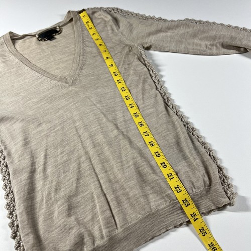 Burberry Prorsum Sweater Top Merino Fine Wool Beige Crochet Accent Size M *FLAWS - Picture 17 of 18