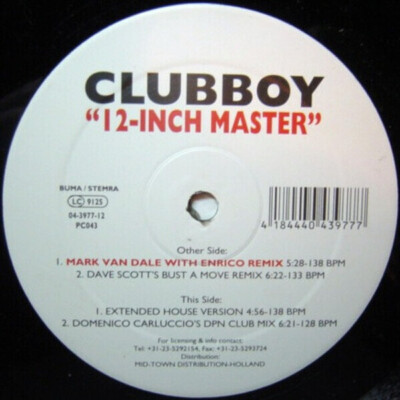 Clubboy 12-Inch Master Vinyl Single 12inch T.T.F. Records