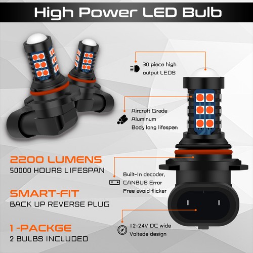 9005 HB3 Red LED Bulbs SMD 3030 High Beam DRL Lights Plug & Play for Ford Ranger - Picture 2 of 7
