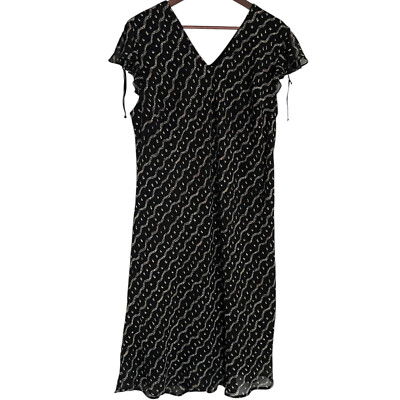 Vintage Y2K Midi Sun Dress 18W 1X 2X Black Ruffle Hem Fairy Whimsy Cottagecore