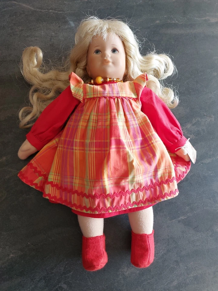 Vintage Bambola Kathe Kruse Stoffpuppe Gluckskind 36 CM - Immagine 3 di 4