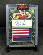 NOLAN STEVENS 2023 Leaf Metal Perfect Game Emerald Patch Auto Prospect RC /10