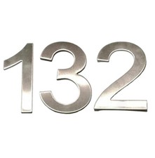 Stick-On House Numbers - No 132 - Stainless Steel - 10cm - Door, Fence, Gate