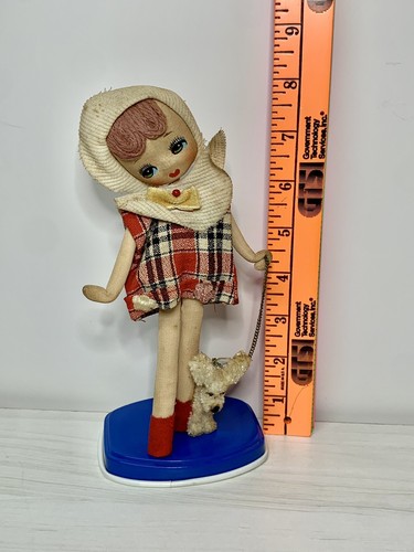 Vintage MCM Relco STOCKINETTE große Augen Pose Puppe gehender PUDEL Japan 8" KITSCH - Bild 15 von 18