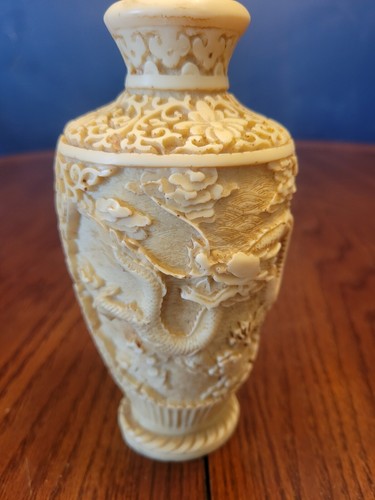 Jarrón Norleans Ornado Italia Tallado a Mano Dragón de Celuloide Diseño Asiático Decorativo - Imagen 6 de 11