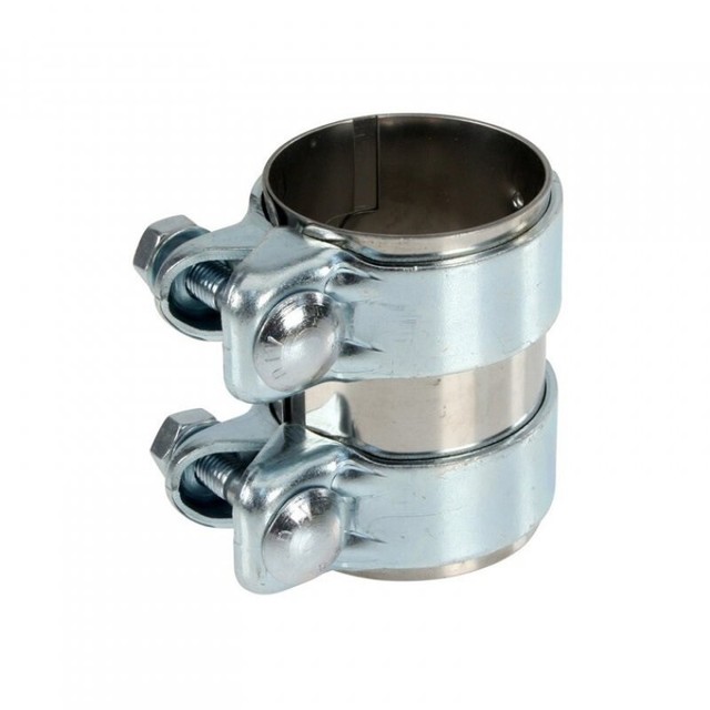 Exhaust connector stainless steel pipe clamp double clamp Ø 60 mm x 90 mm- Exhaust connector stainless steel pipe clamp double clamp Ø 60 mm x 90 mm-