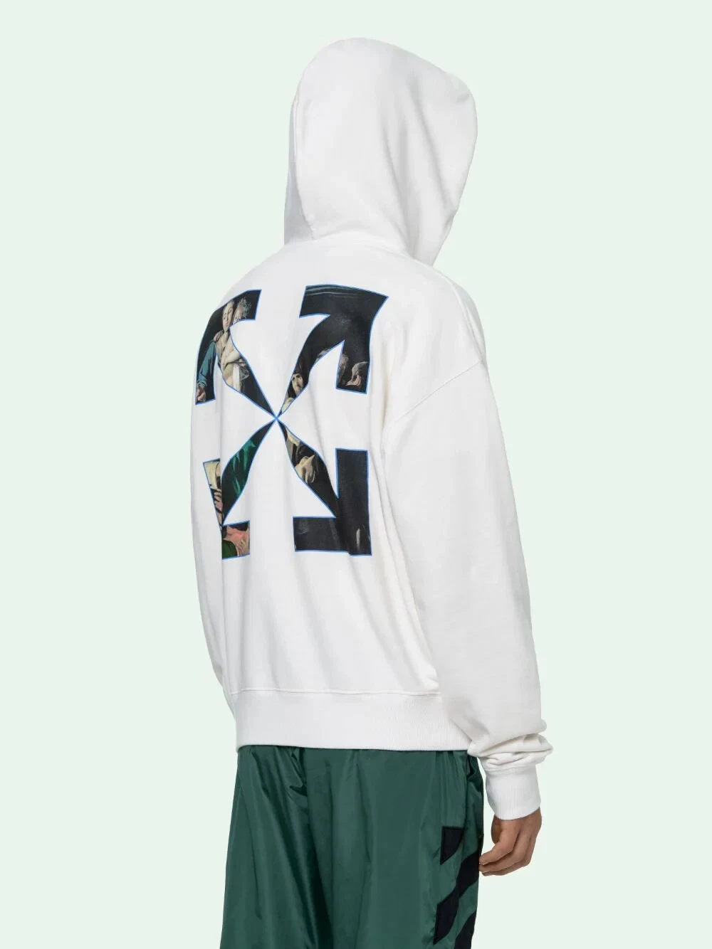 Felpa con cappuccio oversize Off White bianca Caravaggio Arrows Taglia XS FW20 PREZZO AL PUBBLICO $675