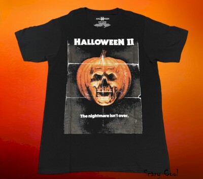New Halloween 2 Pumpkin Skull Michael Myers Face Black Mens Vintage T-Shirt
