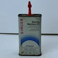 Vintage Singer # 2131 Sewing Machine Oil  4 Oz. Tin Oiler Can Near Empty