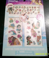 NEW Disney Princess theme Nail & body art set nail stickers temp tattoos