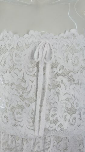Maxi Dress White Lace Beach Strapless Bandeau Floral Sheer Cover Up One Size - Picture 8 of 11