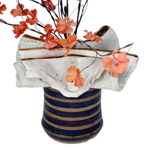 6.5” Maurice Grossman Pottery Art Vase Ruffled Top Hat Tucson AZ Studio - Picture 2 of 14