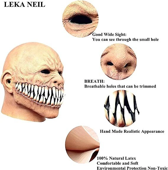 Halloween Clown Mask Latex Creepy Evil Scary costume CLOWN - Image 2 of 4