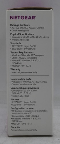 NETGEAR AC1200 DUAL BAND WIFI USB 2.0 MINI ADAPTER DO PC (A6150) #133330# - Zdjęcie 4 z 4