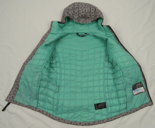 The North Face TNF Quilted Insulated Girls Hooded Full Zip Coat Jacket S 7 8 - Picture 4 of 9