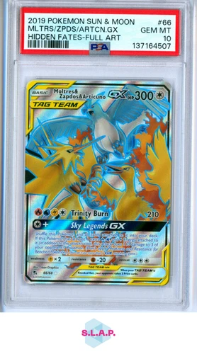 MOLTRES & ZAPDOS & ARTICUNO GX POKEMON HIF 66/68 2019 HIDDEN FATES HOLO EN PSA 10
