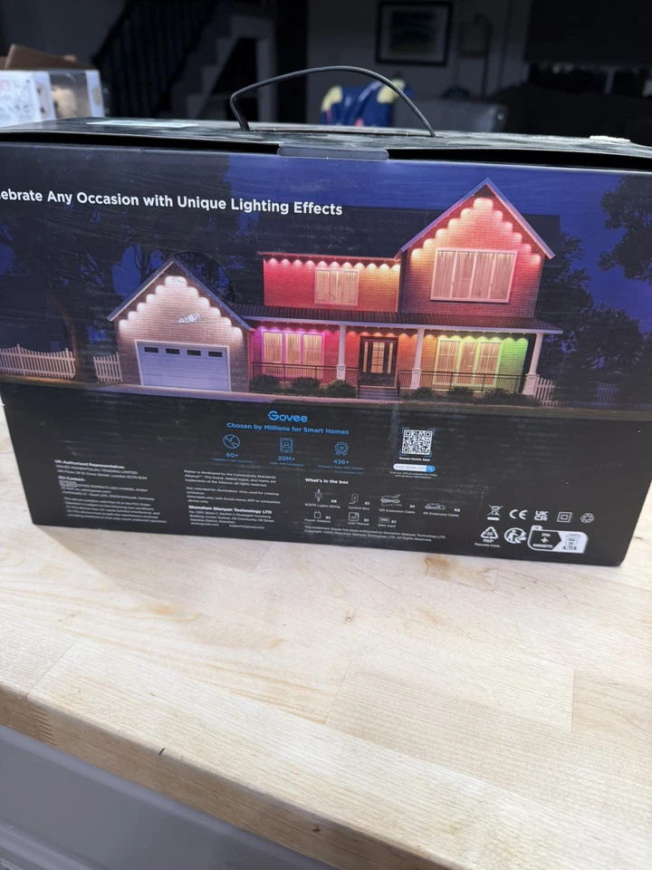 Govee 100ft RGBIC Black Permanent Outdoor Lights Elite Wi-Fi H805A IP67 Sealed - Image 2 of 2