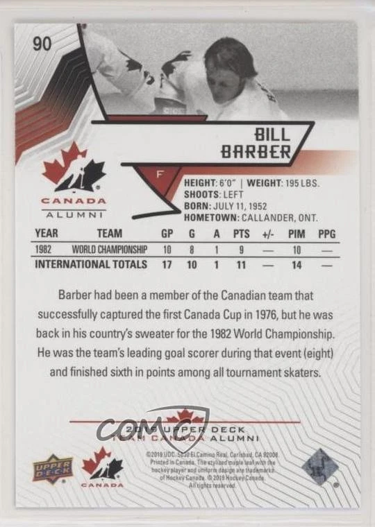 2019 Upper Deck Team Canada Juniors Blue Bill Barber #90 HOF - Image 2 of 2
